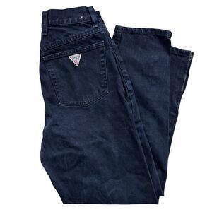 Guess Georges Marciano Vtg High Waist Jeans Sz 26 X 28 Tapered Ankle Zip Black